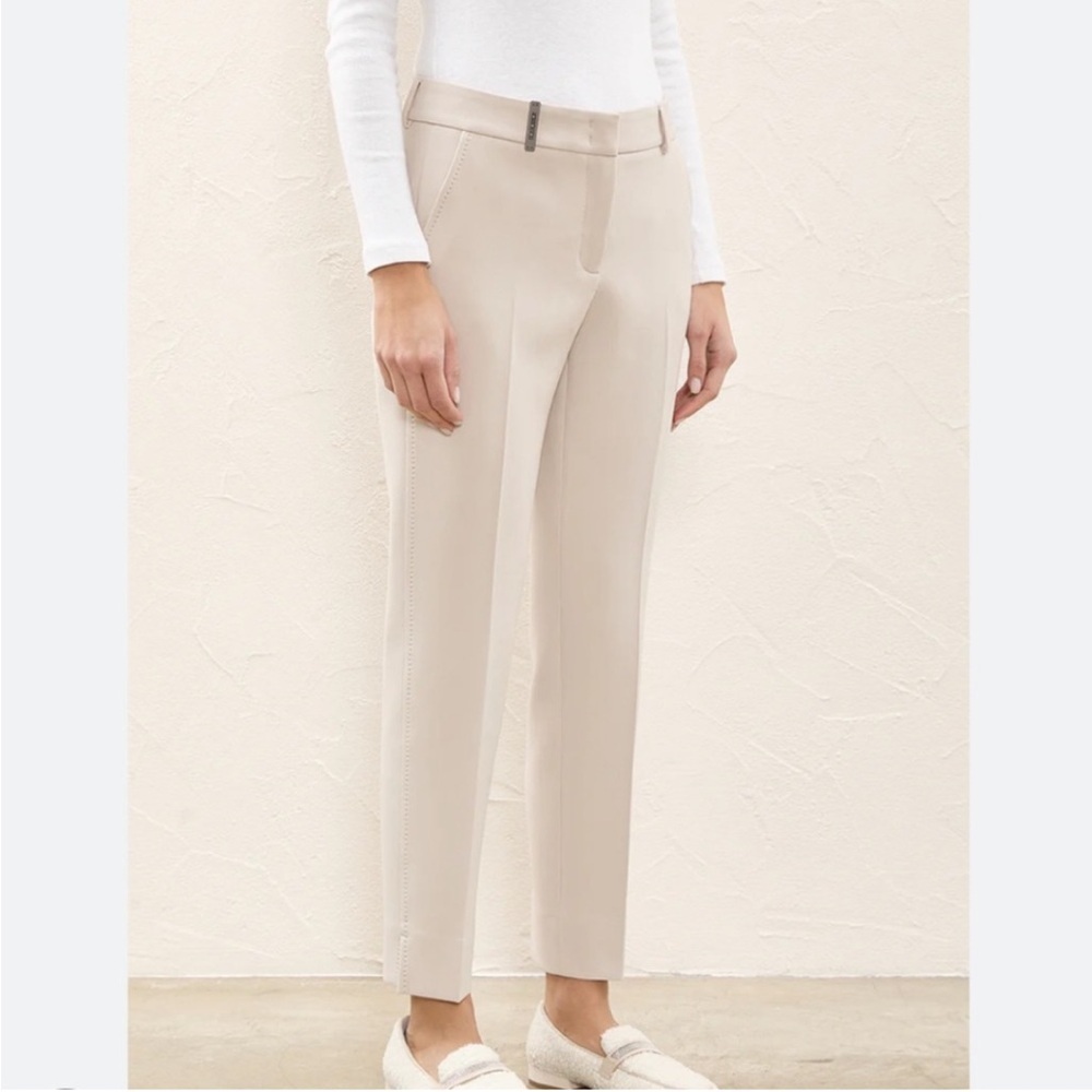 Peserico Stretch Cotton Gabardine Tailored
Cigarette Trousers Size 42